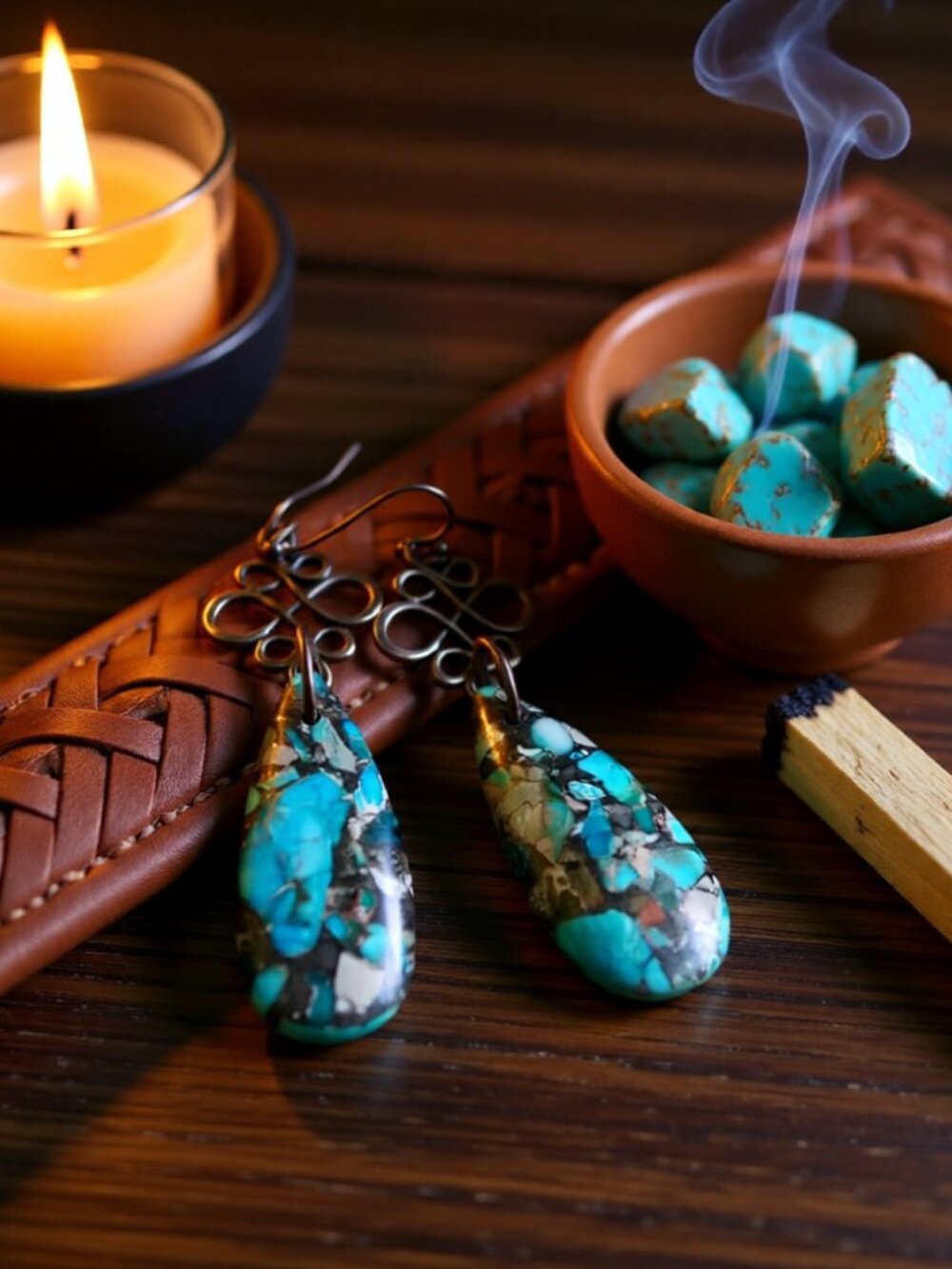 Earth Sea & Sky! Stunning OOAK Sea Sediment Jasper Teardrop Dangle Earrings